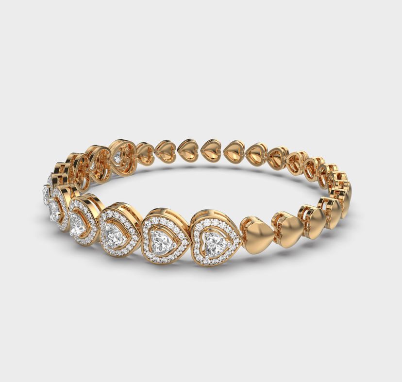 Hearts All The Way Diamond Bangle