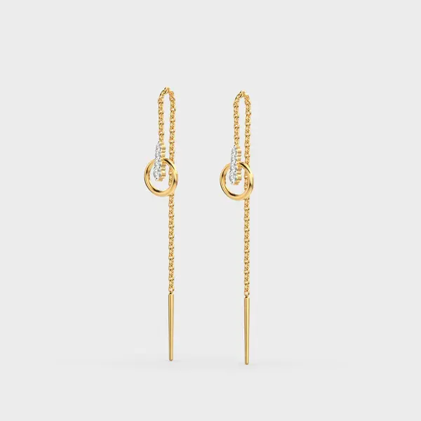 Circular Elegance Diamond Sui Dhaga Earrings – alternate view