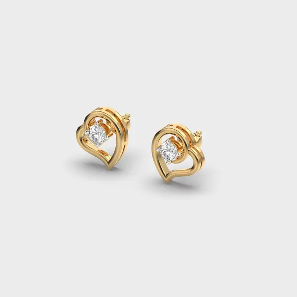 Curled Heart Outline Diamond Studs – alternate view