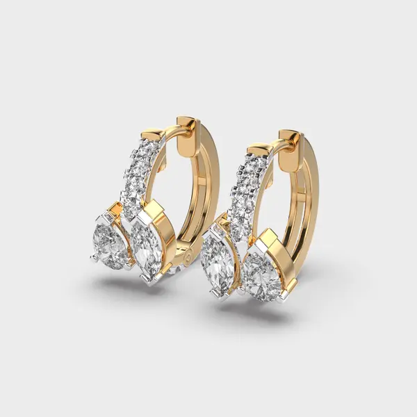 Glossy Glamour Pear Diamond Hoops – alternate view
