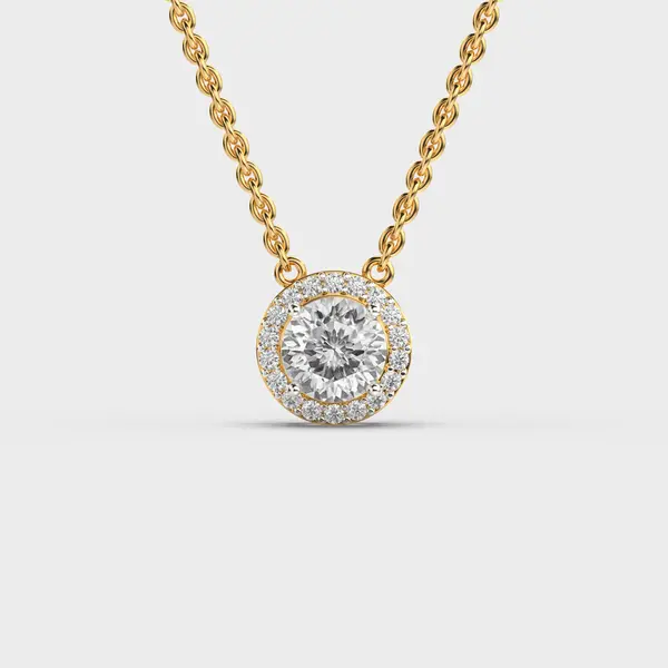 Bright Round Padma Cut Diamond Circle Pendant (With Chain)