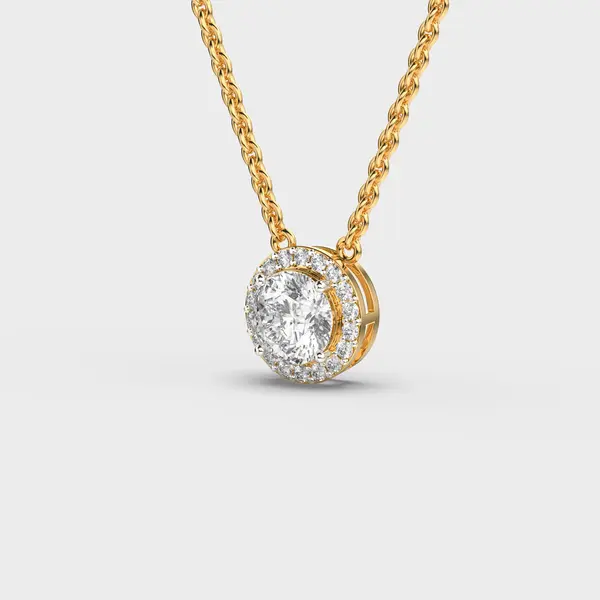 Bright Round Padma Cut Diamond Circle Pendant (With Chain) – alternate view