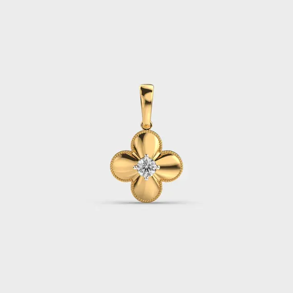 Clover Glint Charm Reversible Pendant (Without Chain)