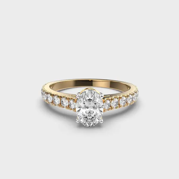 40 Cent Oval Solitaire with Diamond Band Ring