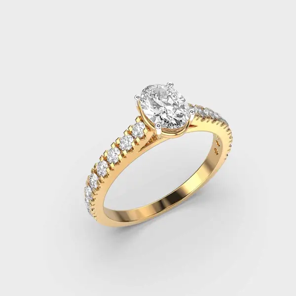 40 Cent Oval Solitaire with Diamond Band Ring – alternate view
