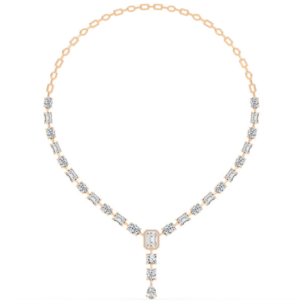 Emma 21.75CtEmerald Cut Tennis Lab Diamnd Necklace