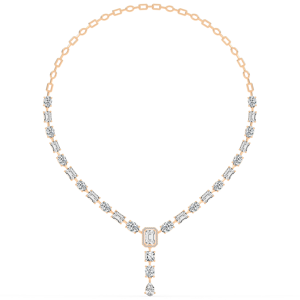 Emma 21.75CtEmerald Cut Tennis Lab Diamnd Necklace