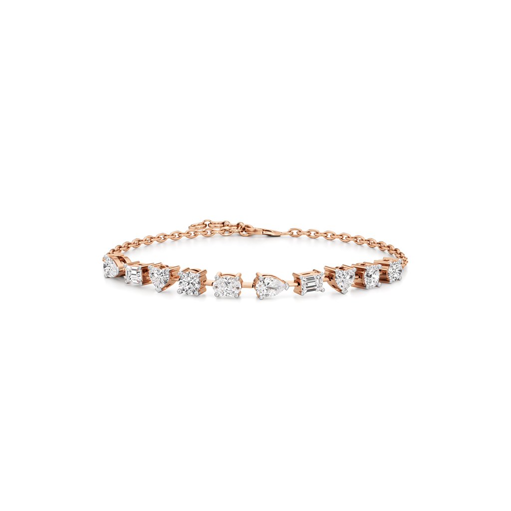 2.5Ct Round Shape Gold Chain Bracelets