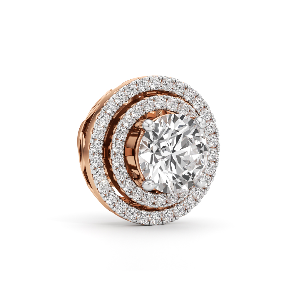 2.50Ct Round Shape Halo Studs