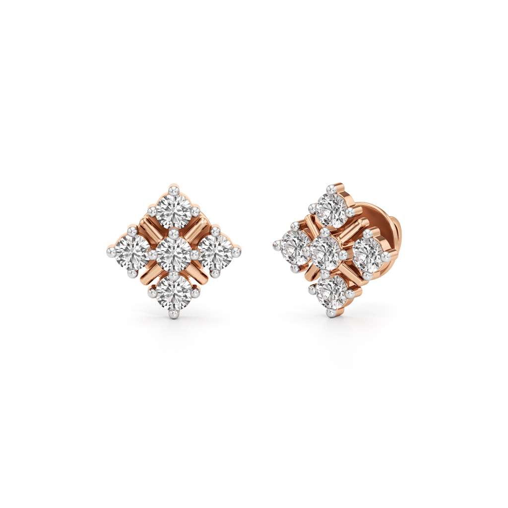 1Ct Round Shape Fancy Studs Earrings