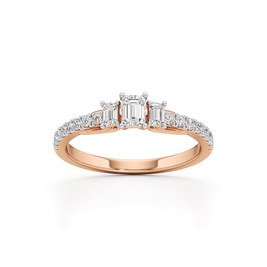 Sidorra 0.5Ct Surface Emerald Cut Side Stone Ring