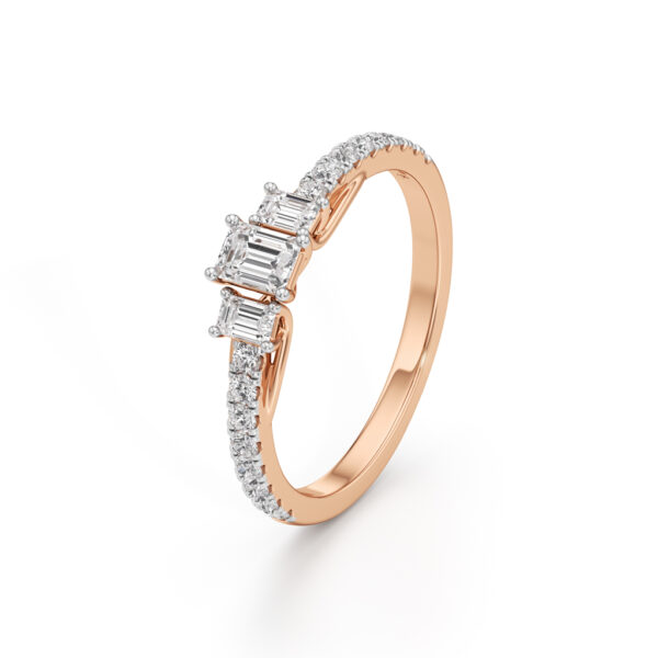 Sidorra 0.5Ct Surface Emerald Cut Side Stone Ring - Image 4
