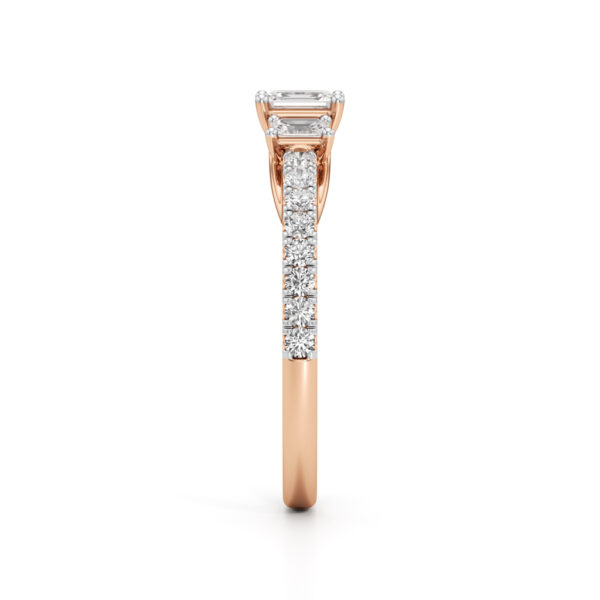 Sidorra 0.5Ct Surface Emerald Cut Side Stone Ring - Image 3