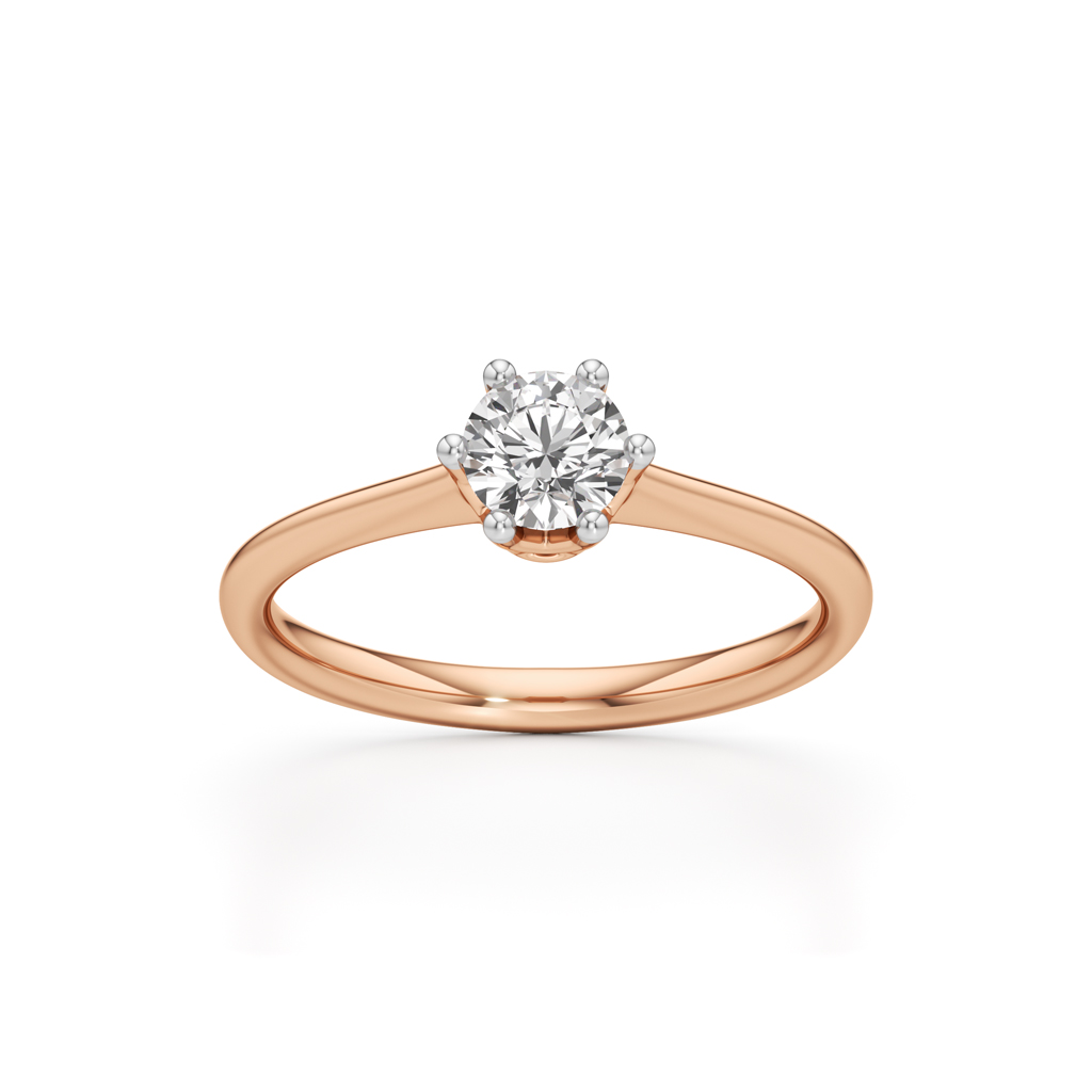 Crystellea 0.50Ct Six Prong Round Cut Solitaire Ring